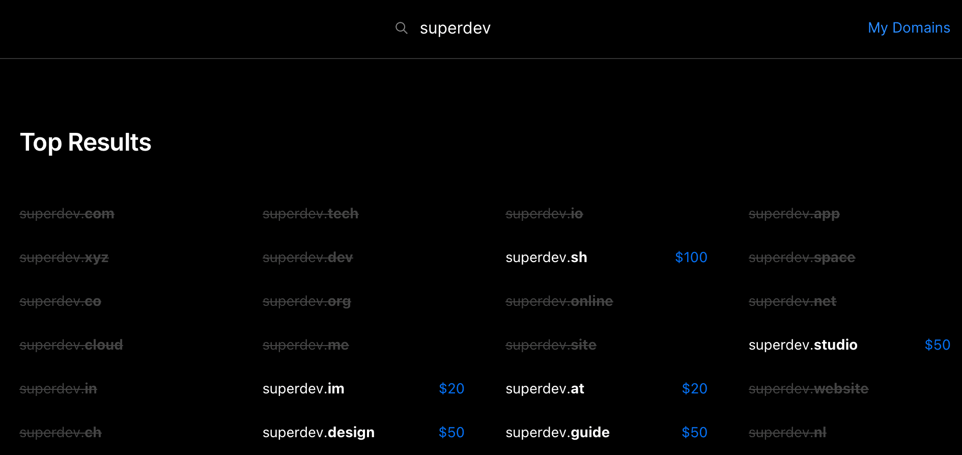 Domains marketplace