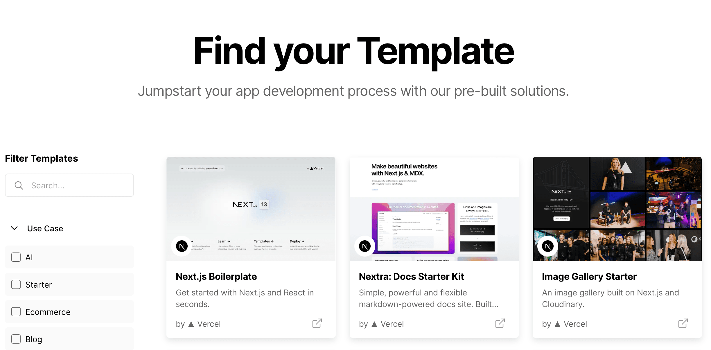 Viewing the templates marketplace