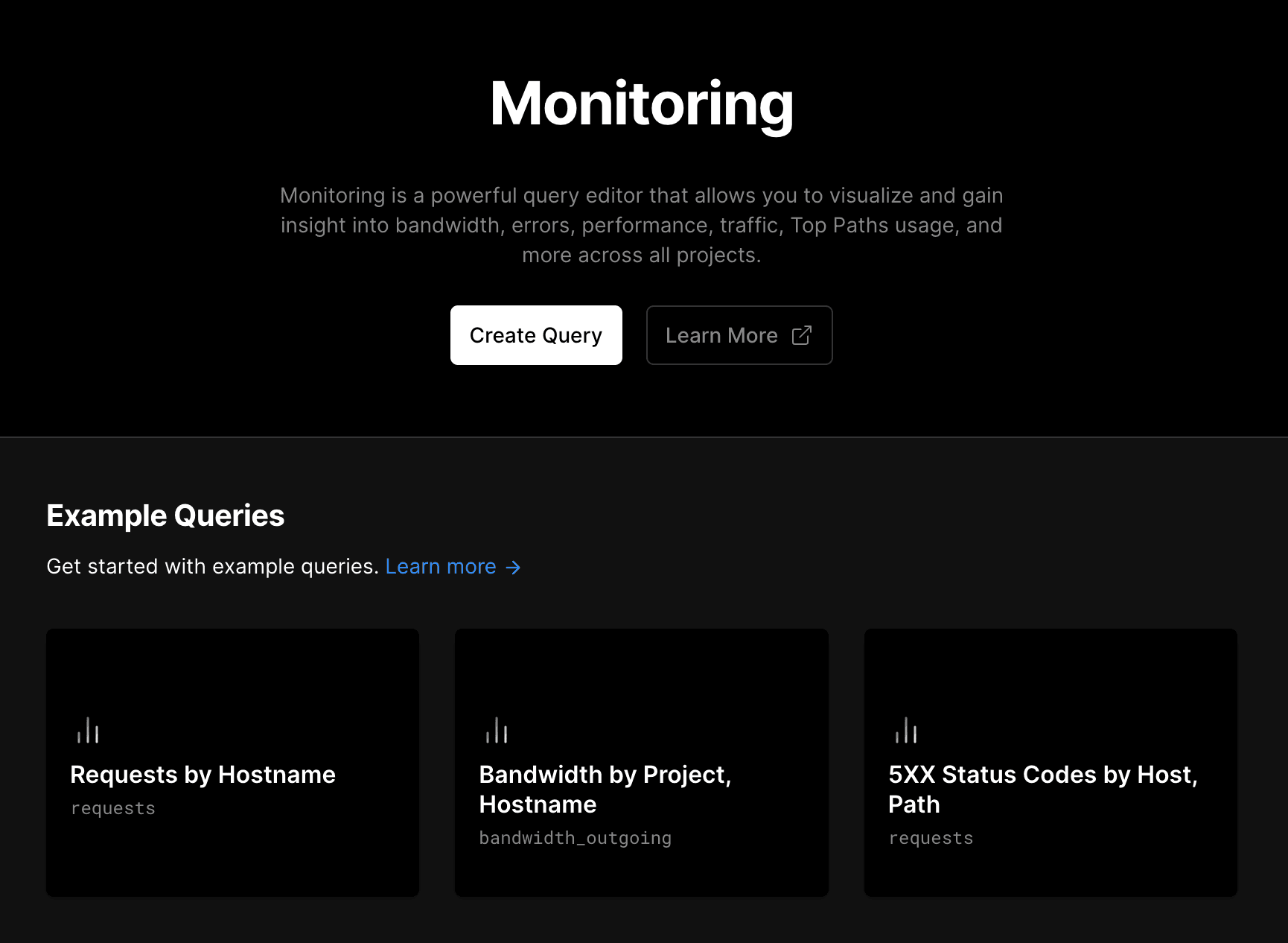 Monitoring in the Vercel dashboard.