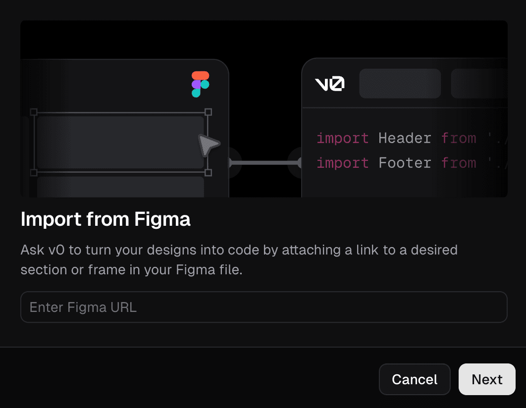 Uploading a Figma file to v0.