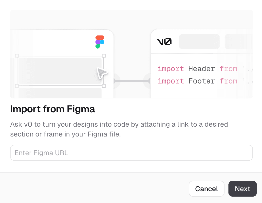 Uploading a Figma file to v0.