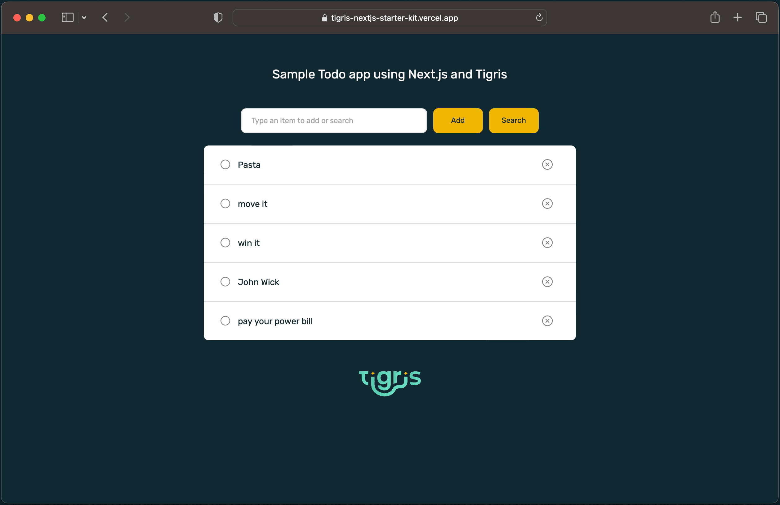 Tigris starter template
