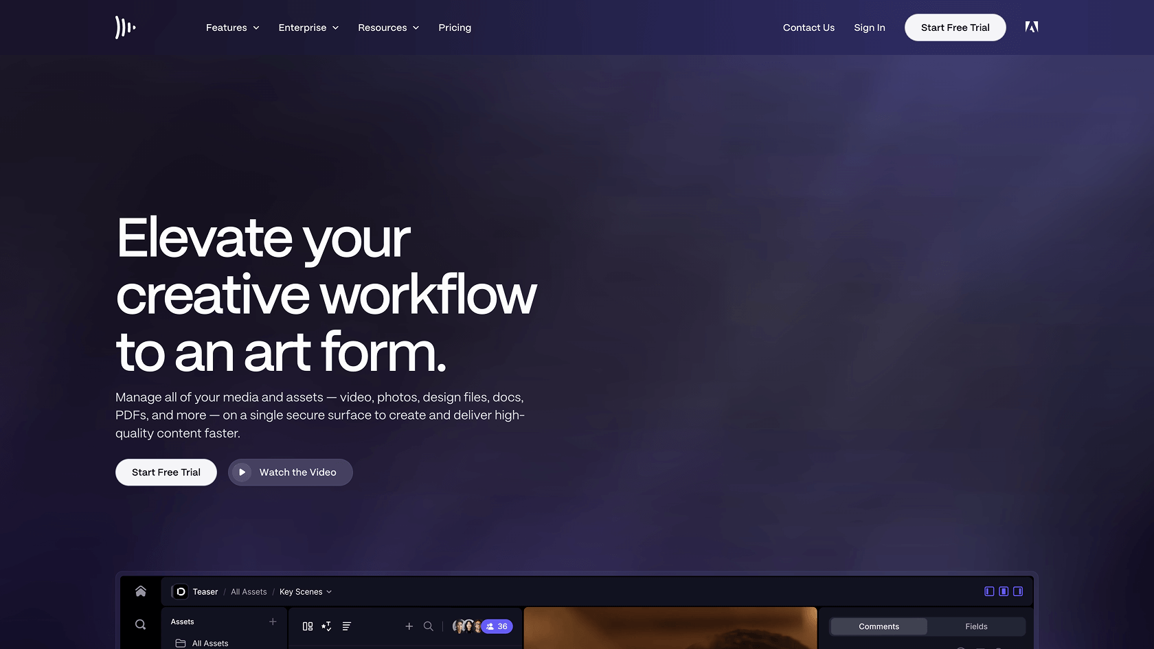 Screenshot of https://frame.io/